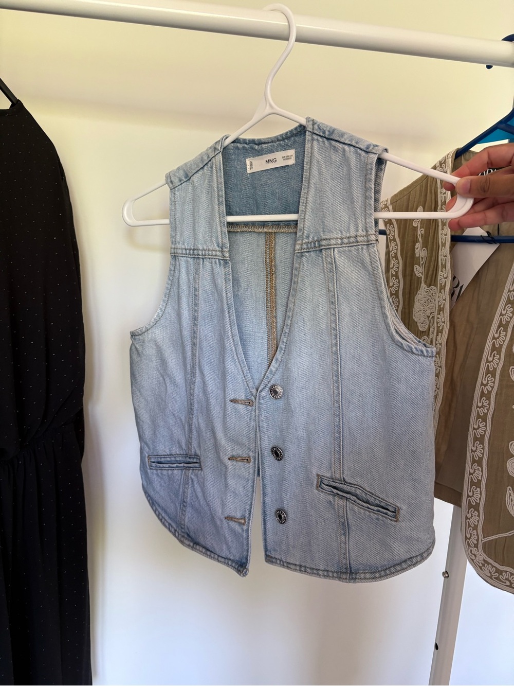 Mango Light Wash Denim Vest